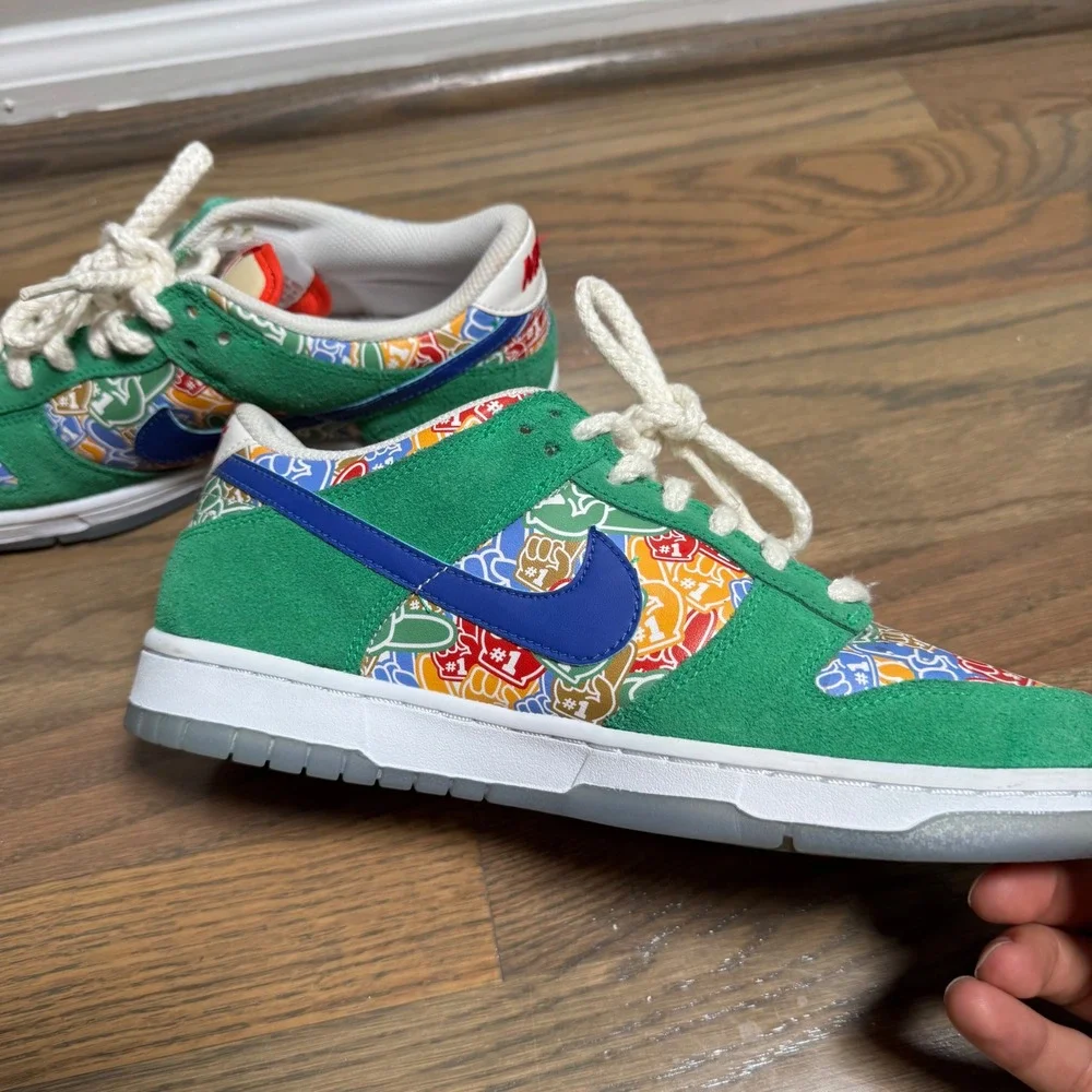 Nike Dunk Low GS 7Y Green Blue Multi Foam Finger DZ5299-300 Sports Sneaker